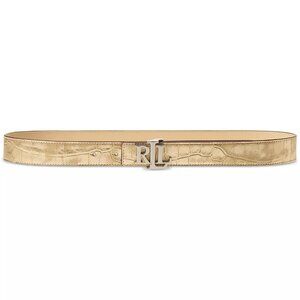 85$ Lauren Ralph Lauren Logo Reversible Metallic Embossed Belt Size M Assorted